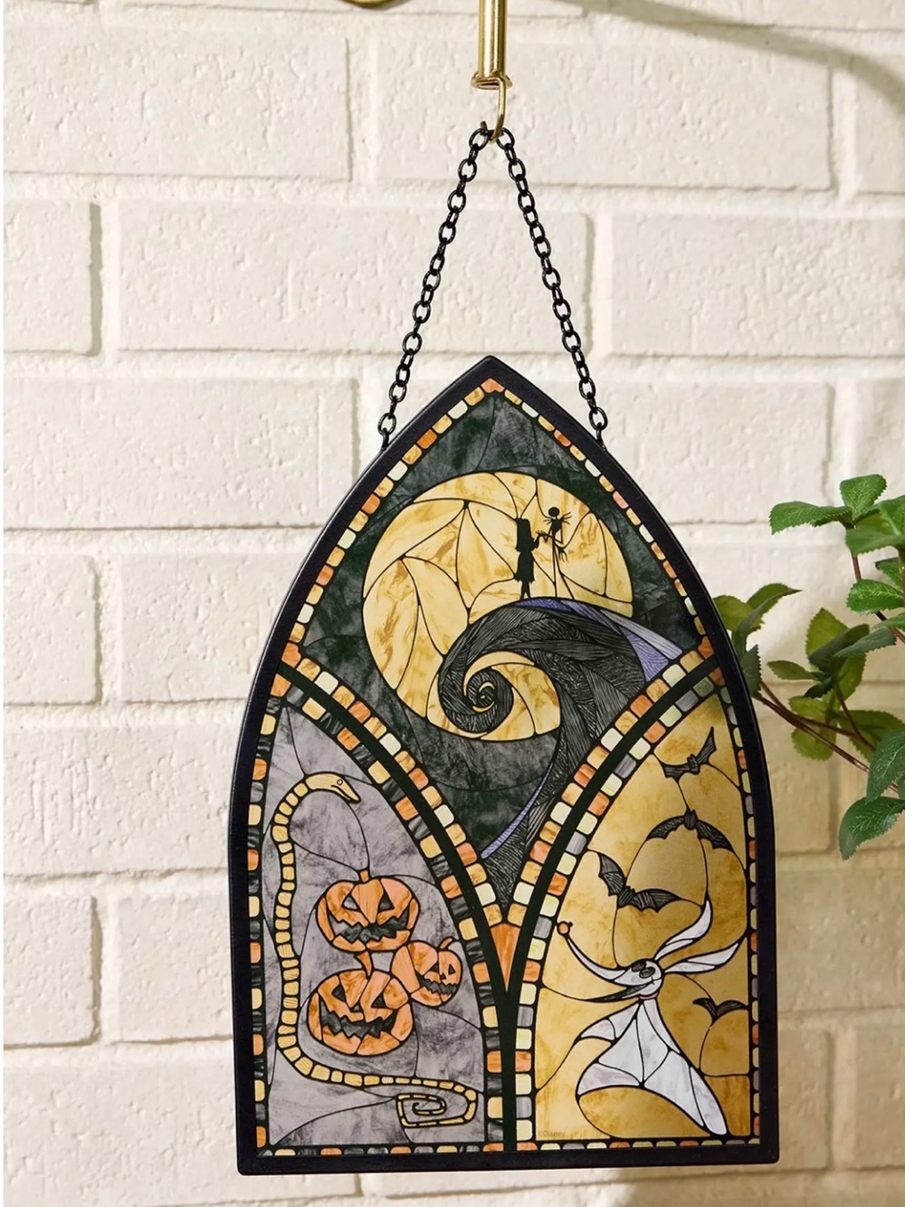 Disney The Nightmare Before Christmas Stained Glass Scene Wall Art - BoxLunch